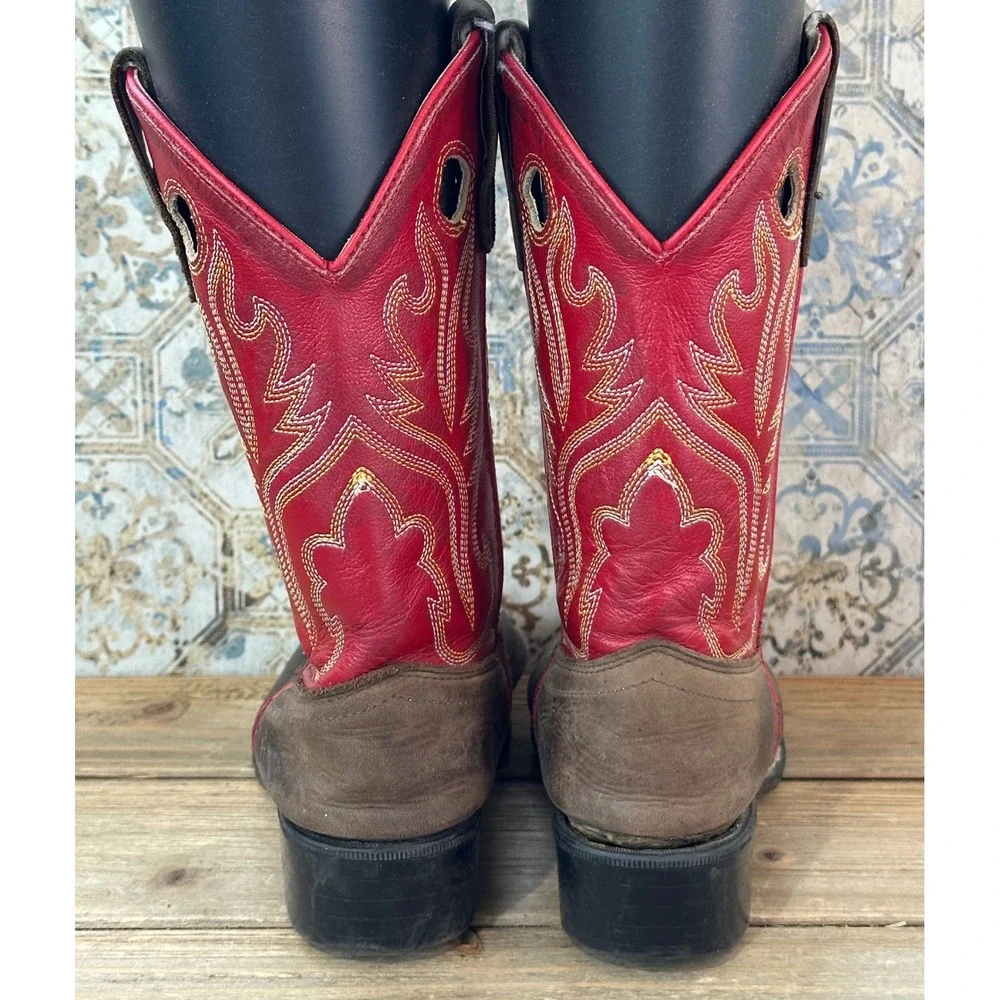 Old West Cowboy Boots Western Embroidery Kids 13 Brown Red